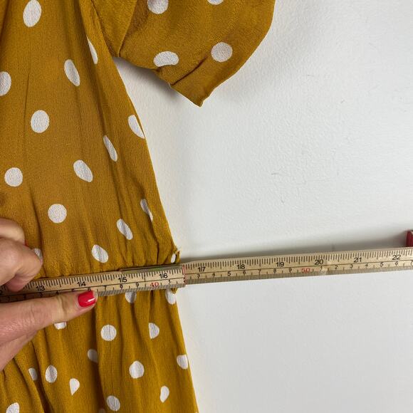 River Island Polka Dot Maxi Dress – Yellow Off Shoulder Slit – Size 12 - Picture 8 of 9